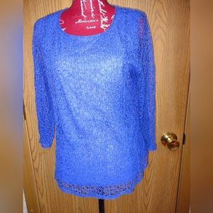 Blue Funky Lace Top Medium